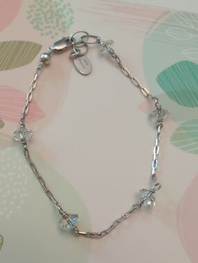 Delicate Deb Guyot Silver Crystal Station Bracelet - clear